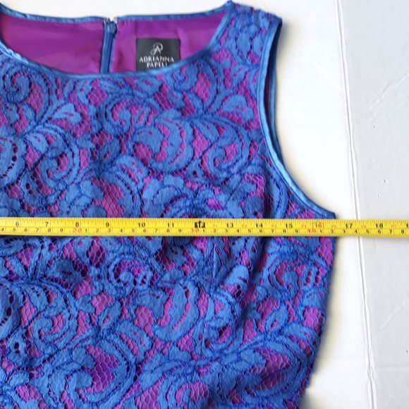 Adrianna Papell Purple Pink Lace A Line Dress Sz 4 - Picture 6 of 7